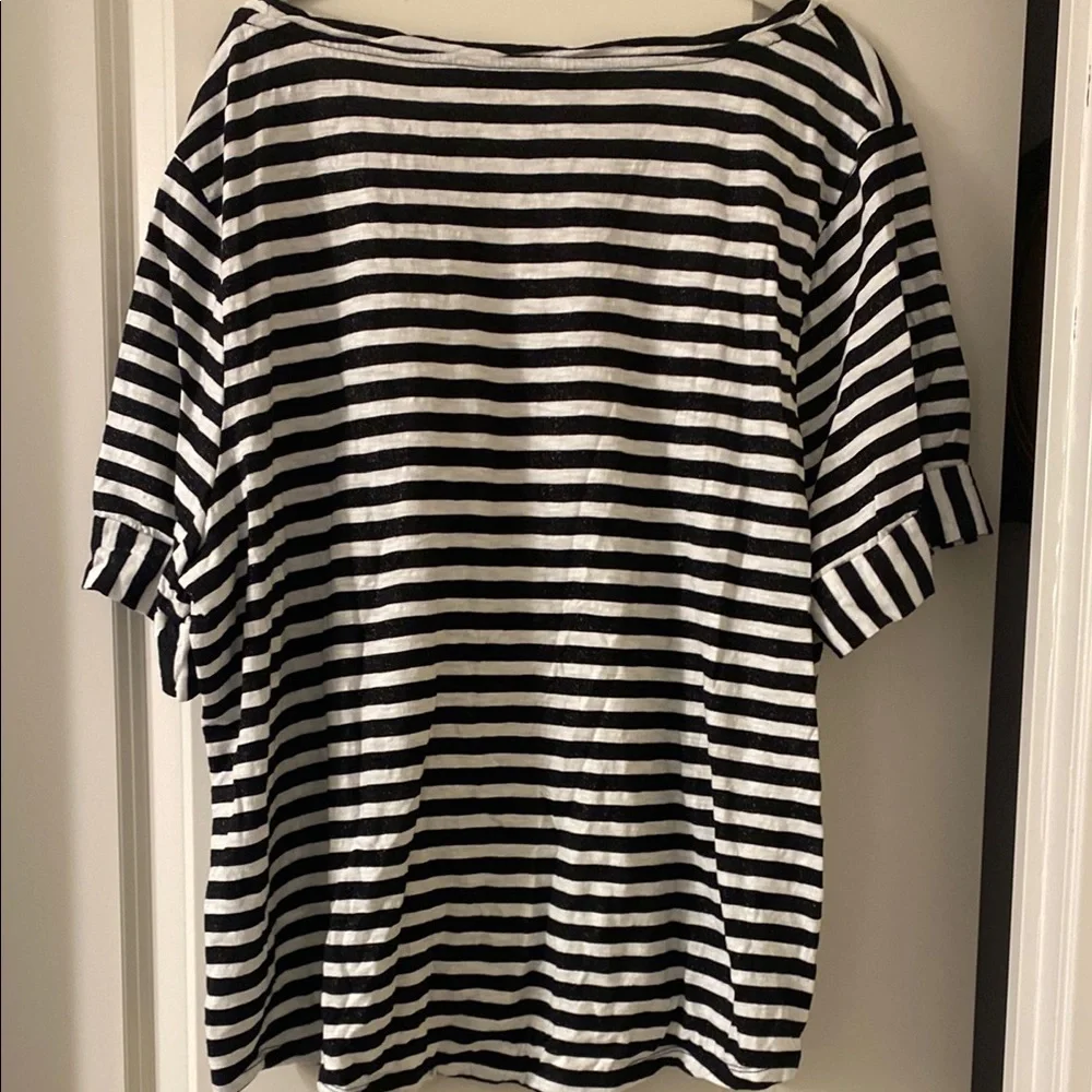 Talbots Black and White sparkle Short Sleeve Tee - Picture 5 of 5